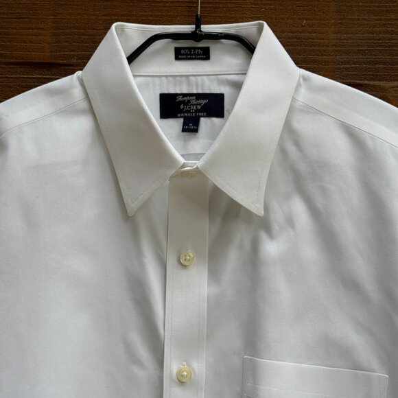 J. CREW by Thompson Shirtings Shirt White Spread Collar Wrinkle Free M 15 - 15.5 - Picture 1 of 8